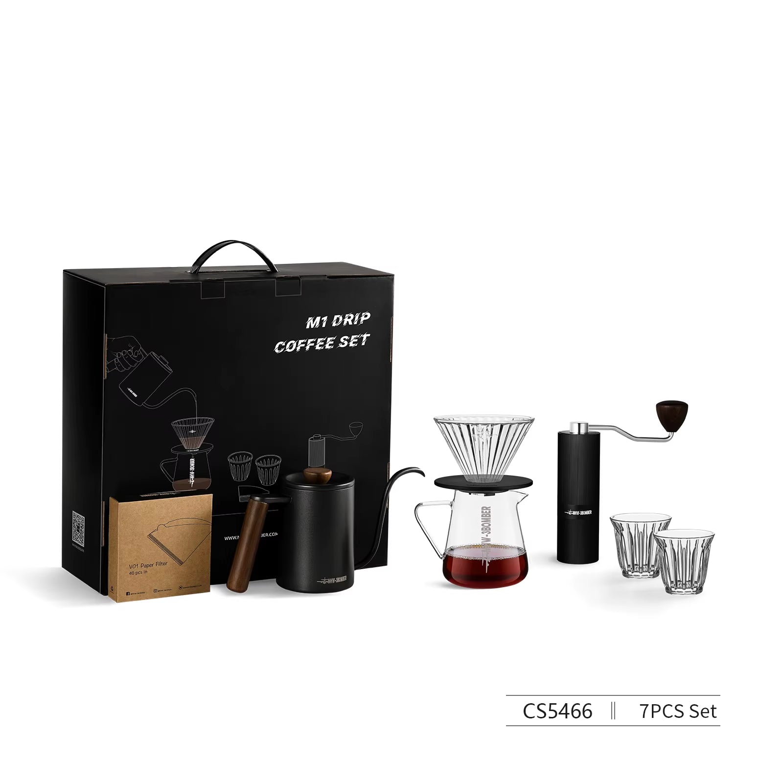 Deluxe Hand Brewed Coffee Set of 1 Pieces Kitchen Espresso Scale Coffee Grinder and Filter Cups Pour over Kettle