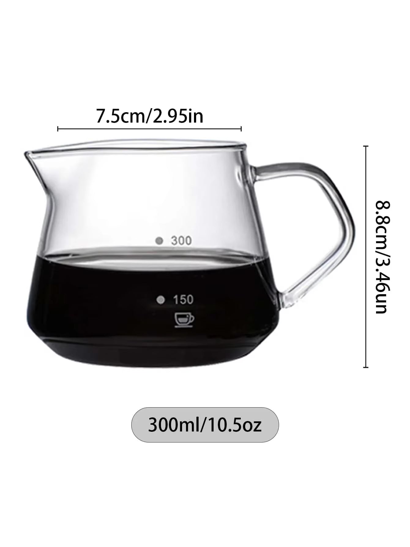 Pour over Coffee Maker Set Glass Carafe Coffee with Glass Coffee Filter Drip Coffee Maker Set for Home or Office 600Ml 300Ml