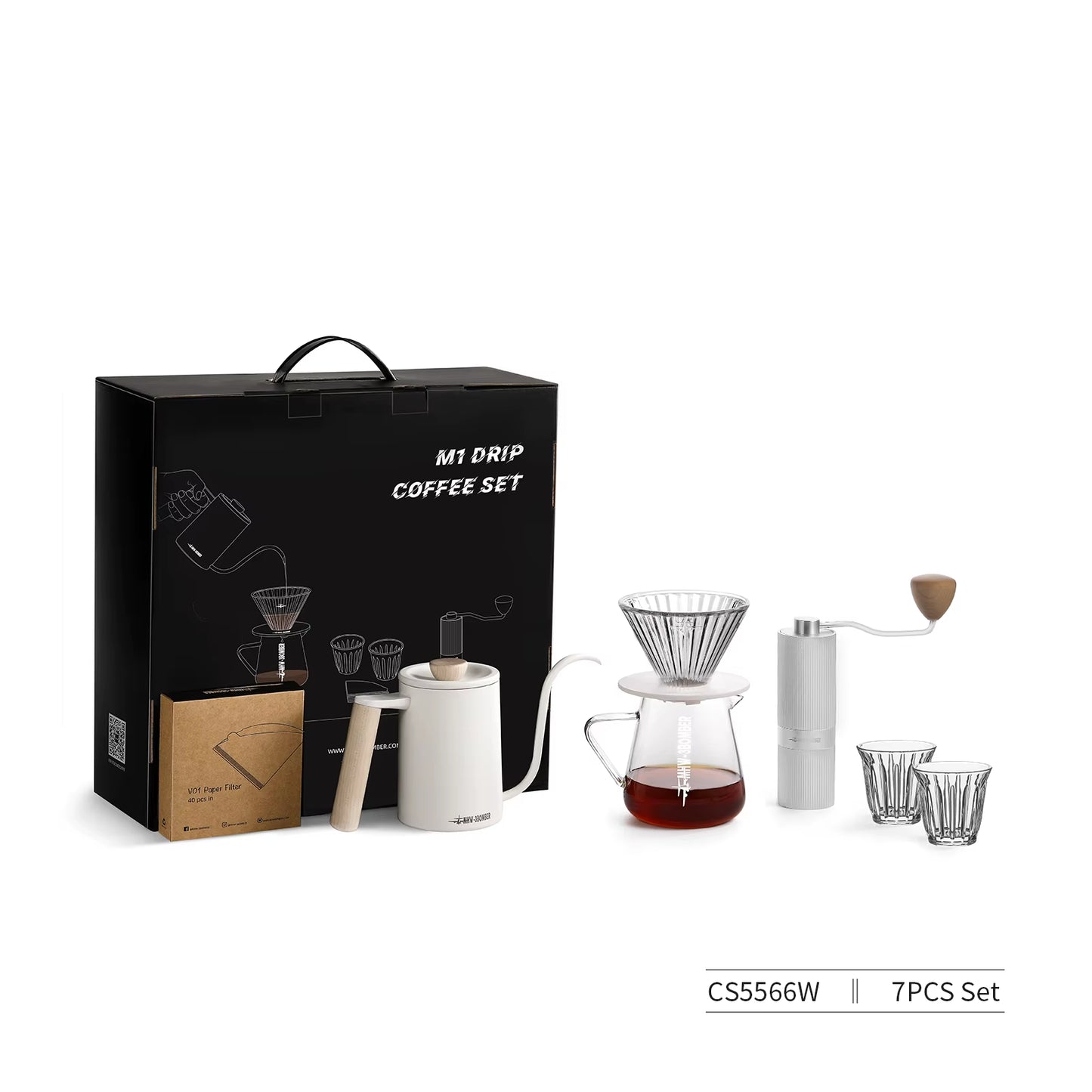 Deluxe Hand Brewed Coffee Set of 1 Pieces Kitchen Espresso Scale Coffee Grinder and Filter Cups Pour over Kettle