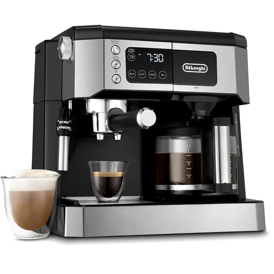 All-In-One Combination Coffee Maker & Espresso Machine + Advanced Adjustable Milk Frother for Cappuccino & Latte