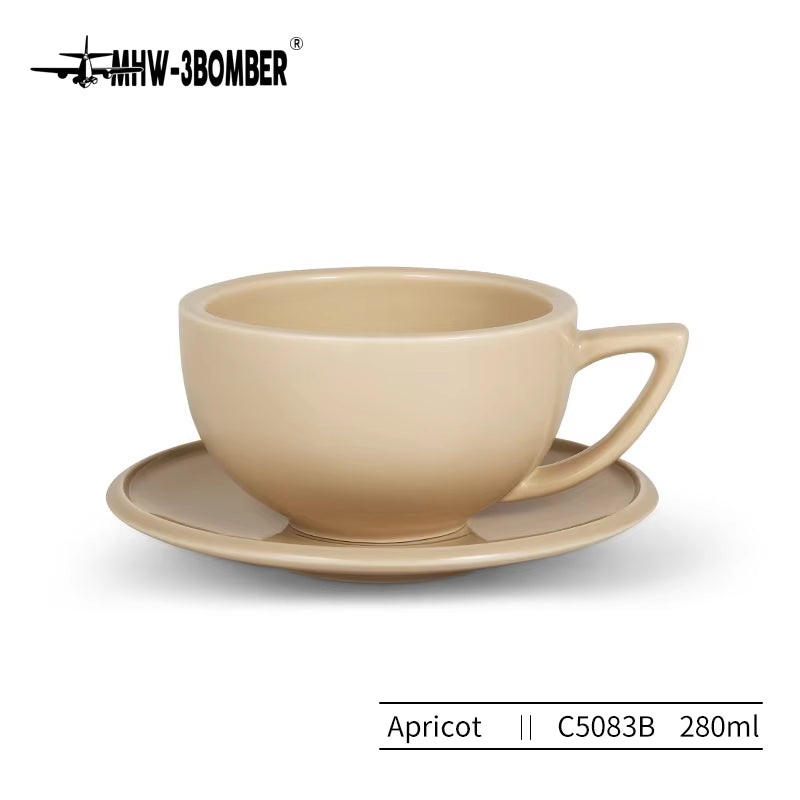 280Ml Tea Espresso Cups and Saucers with Coffee Spoons Set Ceramic Cappuccino Latte Art Mug Home Barista Accessories