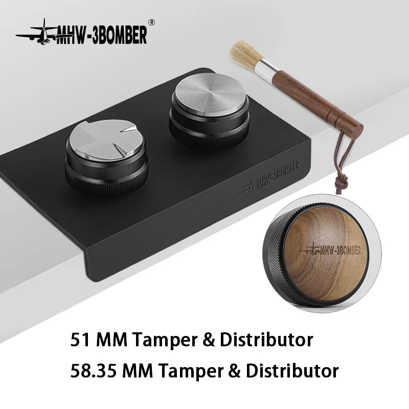 51/53/58Mm Coffee Tamper & Distributor with Tamping Mat Cleaning Brush Espresso Tamper Set Home Barista Accessories