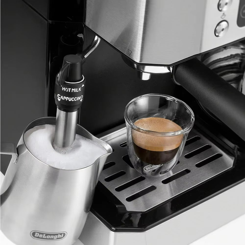 All-In-One Combination Coffee Maker & Espresso Machine + Advanced Adjustable Milk Frother for Cappuccino & Latte