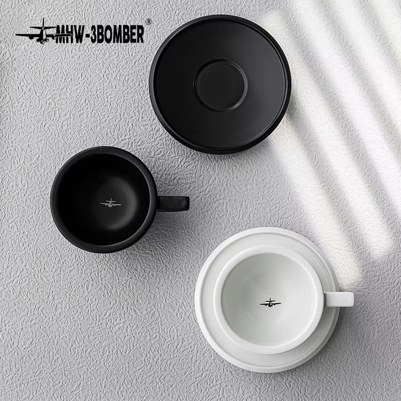 280Ml Tea Espresso Cups and Saucers with Coffee Spoons Set Ceramic Cappuccino Latte Art Mug Home Barista Accessories