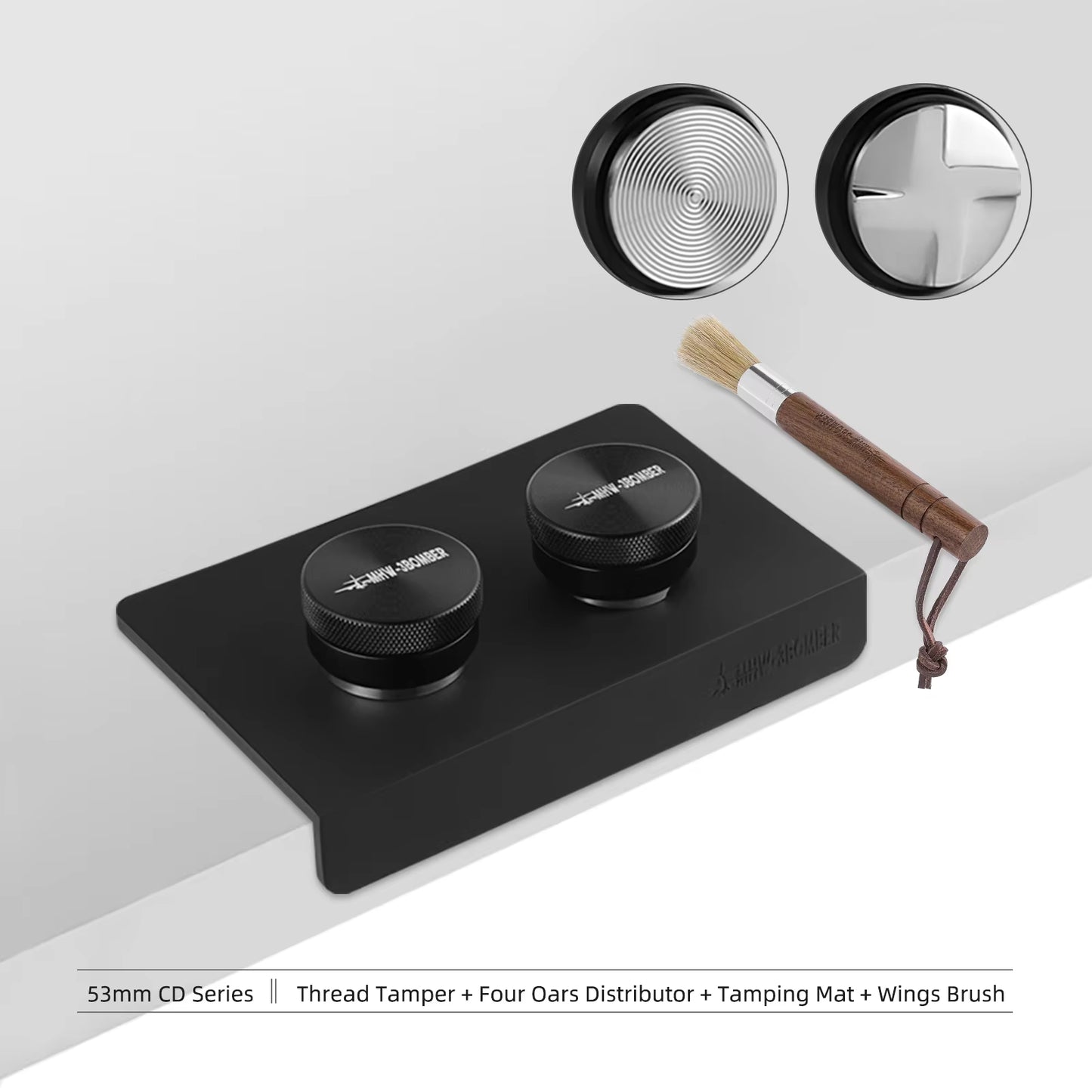 51/53/58Mm Coffee Tamper & Distributor with Tamping Mat Cleaning Brush Espresso Tamper Set Home Barista Accessories