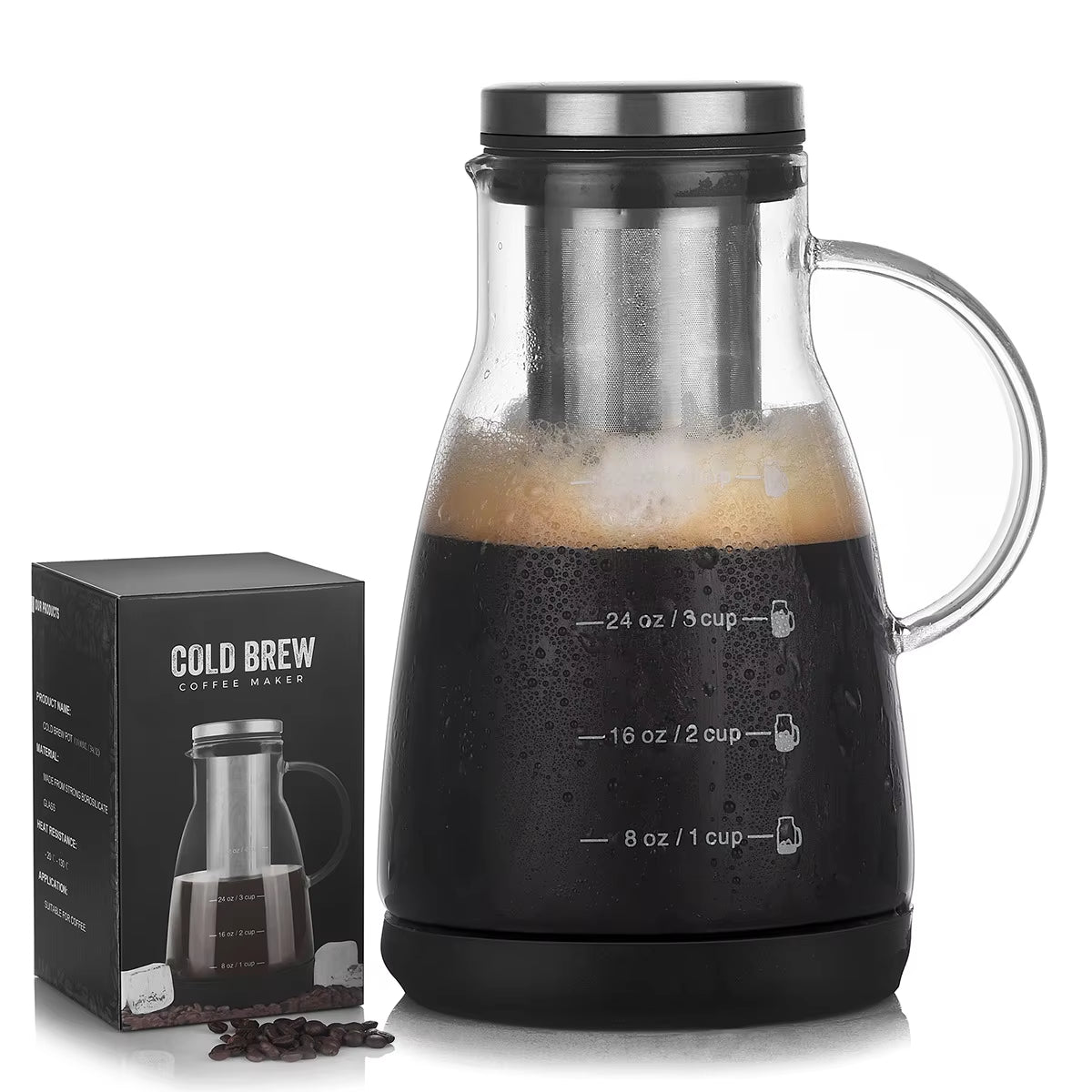 960Ml Espresso Maker Cold Brew Iced Coffee Maker Dual Use Filter Coffee&Tea Pot Espresso Ice Drip Maker Glass Pots with Box