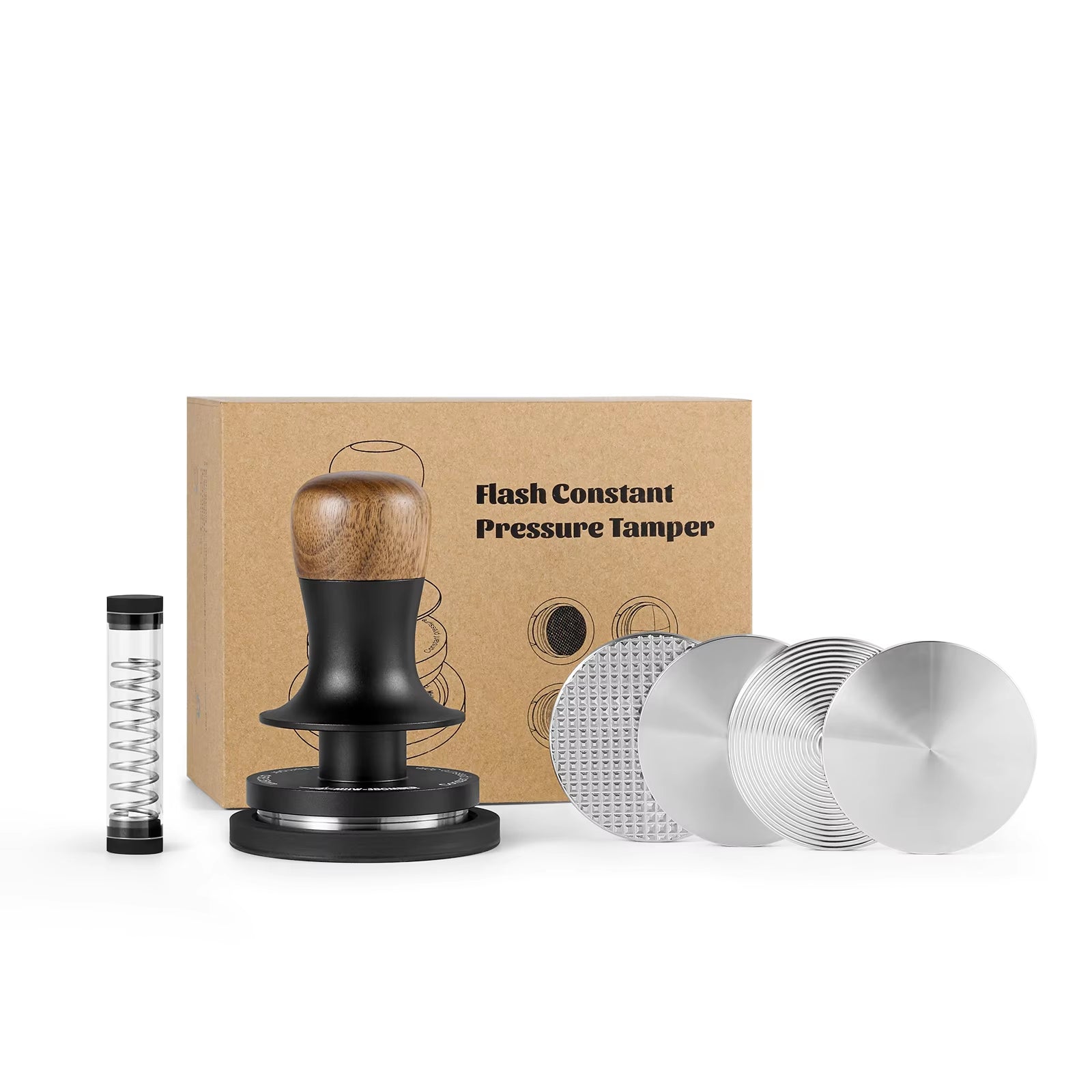 30Lbs Coffee Tamper with 4 Replaceable Base 58.35Mm Constant Pressure Espresso Tampers Barista Tool Cafe Accessories