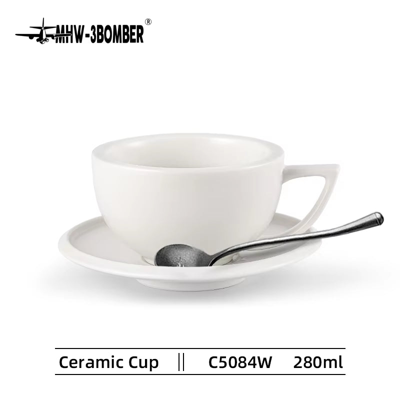 280Ml Tea Espresso Cups and Saucers with Coffee Spoons Set Ceramic Cappuccino Latte Art Mug Home Barista Accessories