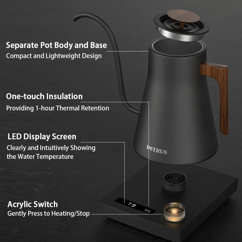 Smart Electric Pour over Kettle Temperature Control for Coffee Tea PE3211